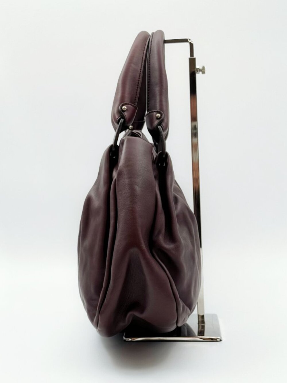Salvatore Ferragamo Burgundy Leather Large Hobo Shoulder Tote Bag - Picture 3 of 12